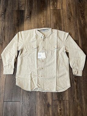 NWT Alan Michaels Linen Cotton Men's XL Long-Sleeve Button-Up Shirt - Cream
